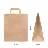 Пакет крафт с плоской ручкой 280х150х320 (1кор*250шт)