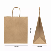 Пакет крафт с крученой ручкой 240х140x280 (1кор*250|300шт)