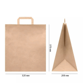 Пакет крафт с плоской ручкой 320х200х370 (1кор*200шт)
